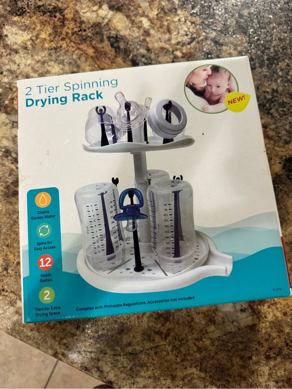 Playtex 2-Tier Spinning Drying Rack - White with Blue Accents